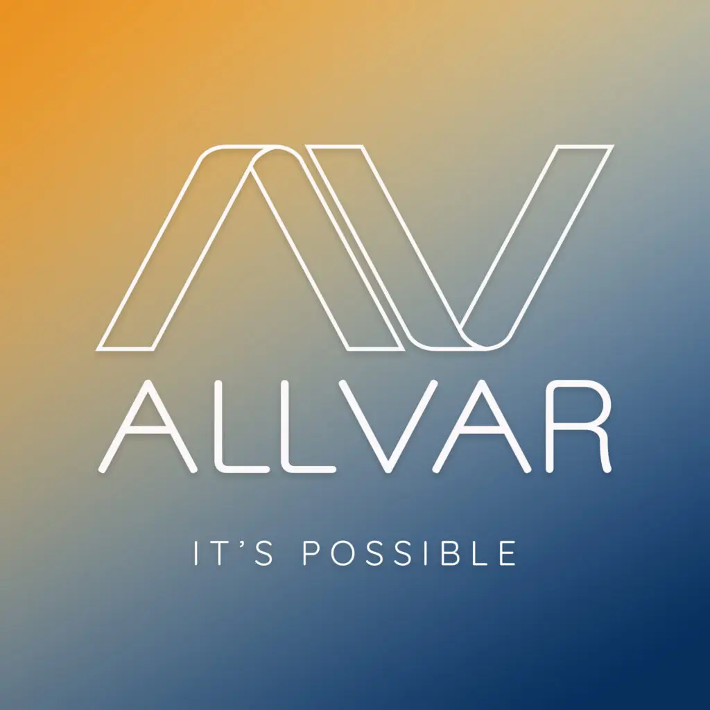 Image reads " ALLVAR; IT'S POSSIBLE" The negative thermal expansion alloys is signified with an orange to blue fade across the icon.