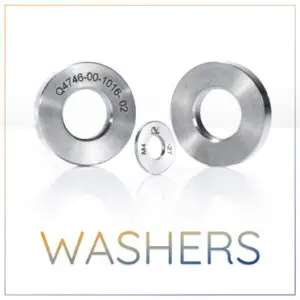 The image shows three negative CTE washers with the word washers underneath.